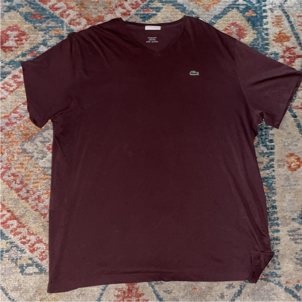 Mens Lacoste silky soft pima cotton feels new every time you wear it. Burgundy
